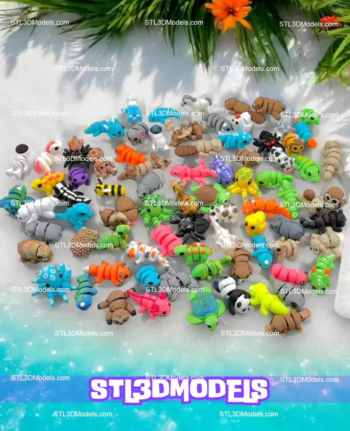 300 Mini Cute Flexi Animals STL & 3MF Print Model