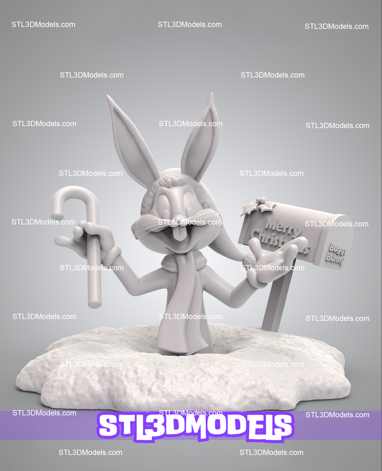 Bugs Bunny Christmas STL 3D Model